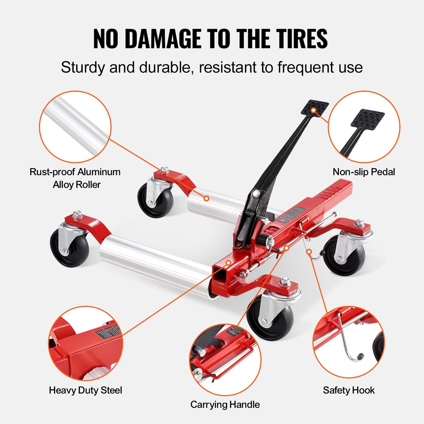 VEVOR Wheel Dolly, 1 Piece Wheel Dolly Car Skate, Heavy Duty Vehicle Positioning with Ratcheting Foot Pedal, Ratchet Type Tire Skate Tire Jack for Car Truck RV Trailer, 1500 LBS