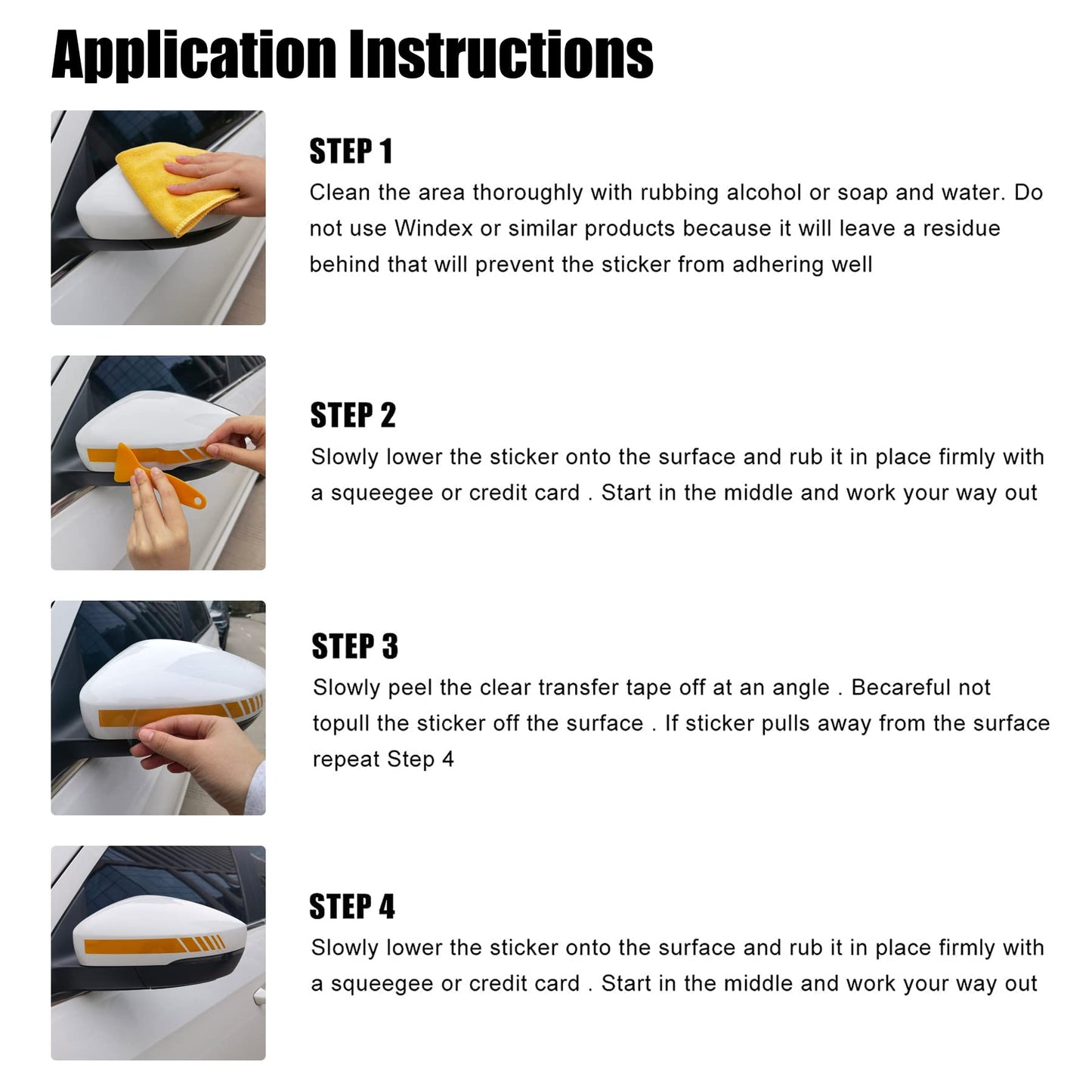 SINGARO Car Exterior Accessories Rear View Mirror Stickers Decor Car Body Sticker Vinyl 4pcs (Black)