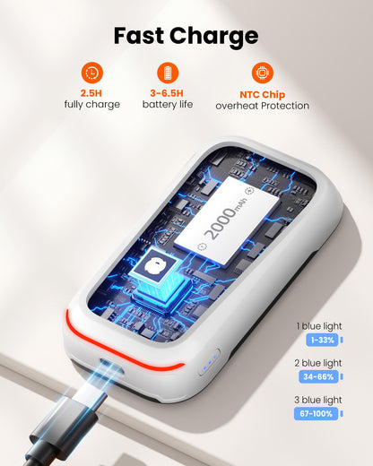 Gaiatop Electric Hand Warmers Rechargeable, Magnetic Pocket Hand Warmer 2-Pack, 3s Fast Heating, Fits in Gloves, for Winter Sports, Hunting Accessories, Stocking Stuffers Gifts for Men Women