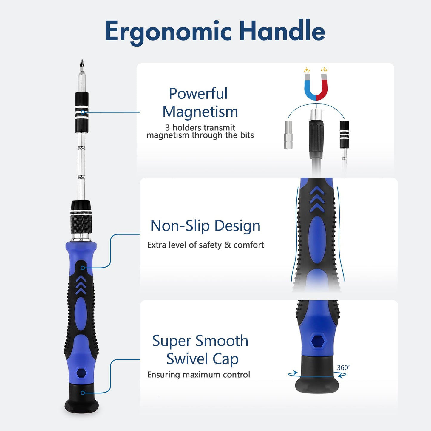 XOOL 62 in 1 Precision Screwdriver Kit, Electronics Repair Tool Kit, Magnetic Driver Kit with Flexible Shaft, Extension Rod for Mobile Phone, Smartphone, Game Console, PC, Tablet