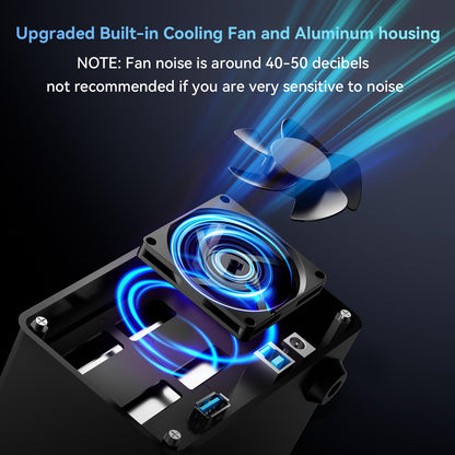 CENMATE Aluminum Dual Bay Hard Drive Enclosure with Cooling Fan for 2.5“/3.5" SATA HDD/SSD with USB A/C 3.0, Support Hot Swappable, Daisy Chain Expansion, Tool-Free HDD Enclosure, DAS(NO RAID/NAS)