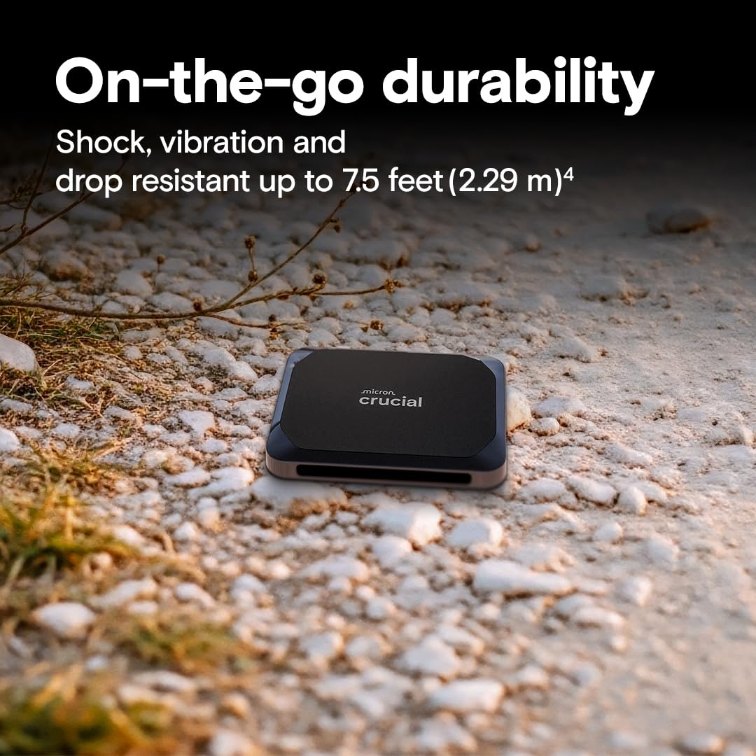 Crucial X9 2TB Portable SSD, Up to 1050MB/s, USB 3.2 USB-C, External Solid State Drive, Compatible with Windows, Mac, & Android, Reliable Storage for Games, Files, & Backups, Black - CT2000X9SSD902