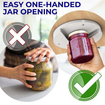 Under Cabinet Lid Jar Opener - for Weak Hands and Seniors with Arthritis - Heavy Duty, Allows to Easily Unscrew Any-Size Lid - Effortless Bottle & Can Opener for your Kitchen