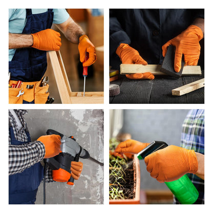 ANBOSON 10mil Disposable-Nitrile Chemical-Resistant Rubber-Gloves for Men - Mechanics Gloves Heavy Duty, Latex Free, Automotive (Orange 4 Boxes of 30, Large), ABC-DG01
