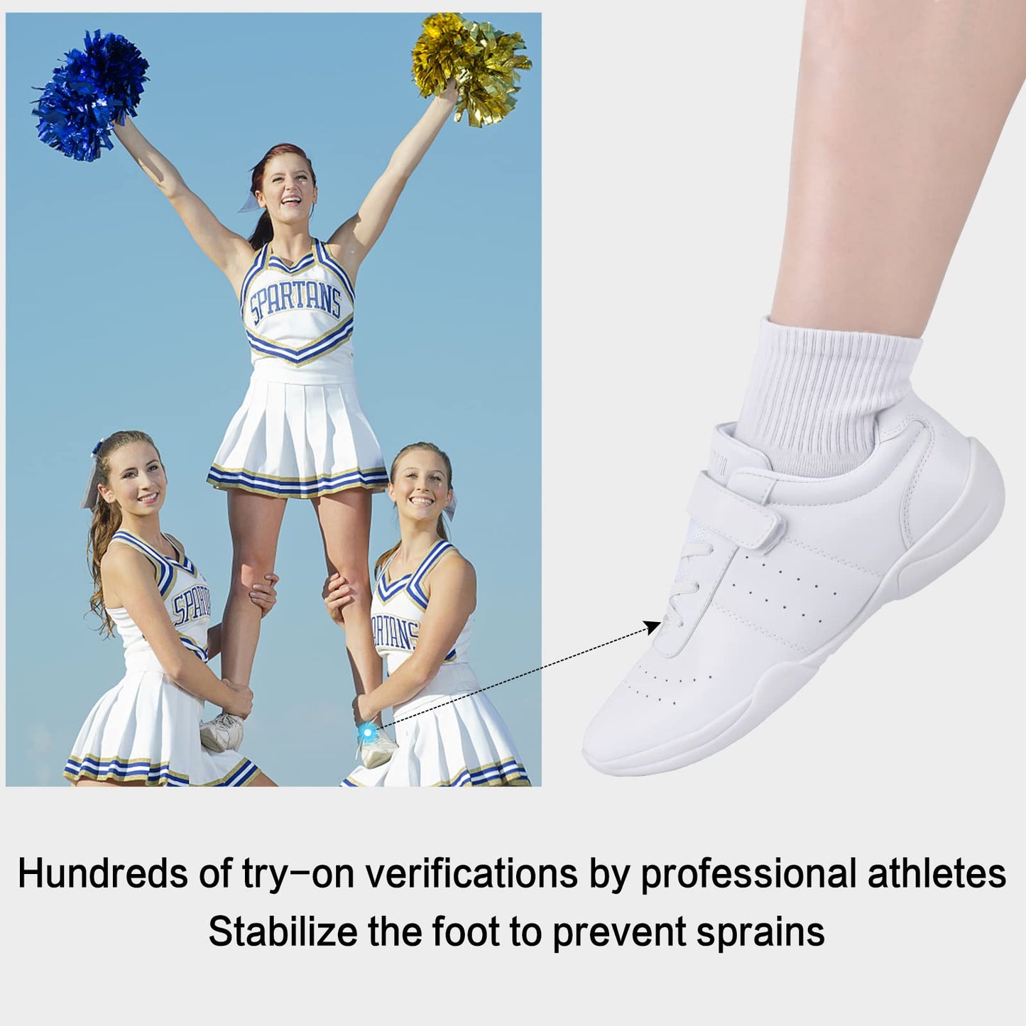 Smapavic Cheer Shoes for Youth Girls White Cheerleading Athletic Dance Shoes Tennis Sneakers for Competition Sport Training 1 Little Kid