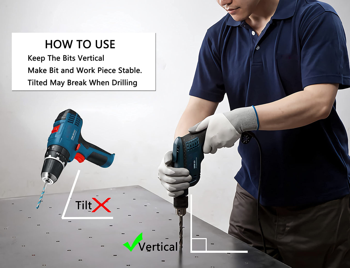 DelitonGude 1/8''inch HSS M35 Cobalt Twist Drill Bits,High Speed Steel,Pack of 10,Suitable for Steels,Cast Iron,Stainless Steels and Other Hard Metals(1/8inch)