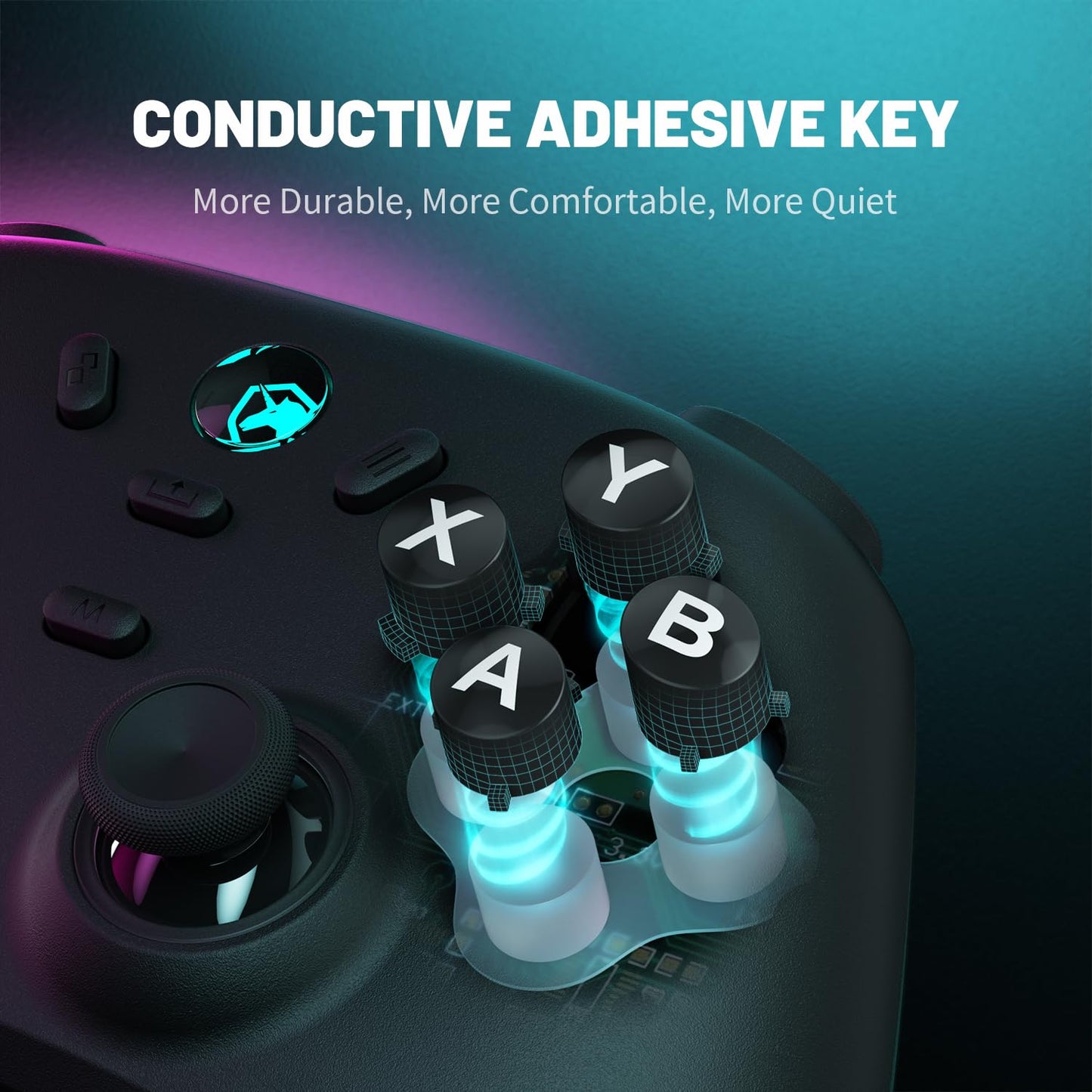 ECHTPower Wireless PC Gaming Controller - Hall Effect Joystick, 2.4G & Wired 1000Hz Polling Rate, 800mAh Battery, Adjustable Turbo/Vibration - for PC/Switch/iOS/Android