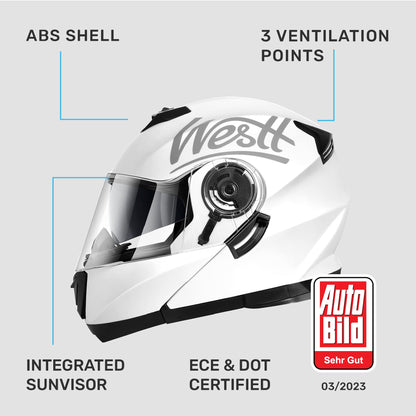 Westt Motorcycle Modular Helmets - Full Face Motorcycle Helmet with Flip up Dual Visor, DOT Approved, Men Women Helmet for Motorbike Street Bikes ATV
