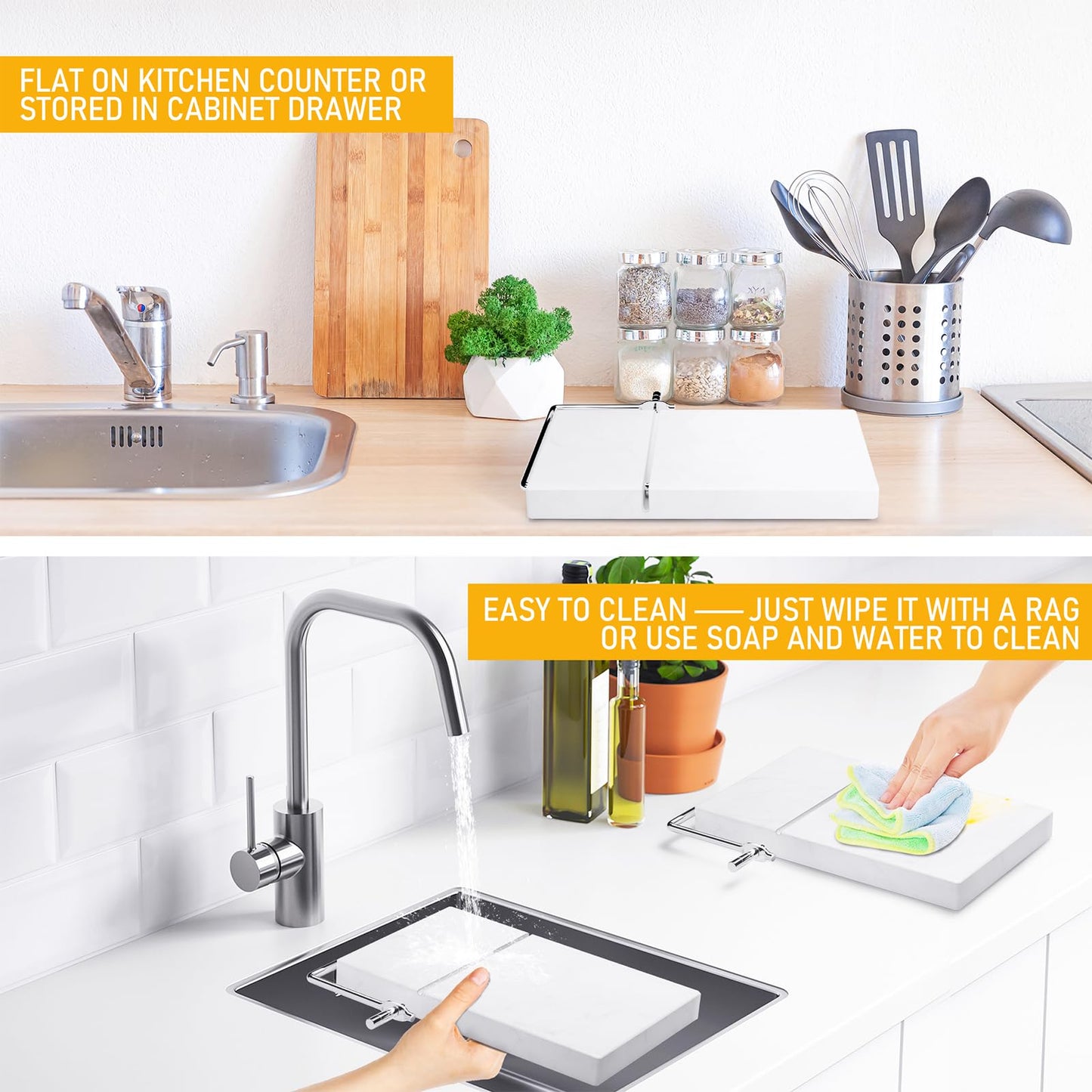 TOPULORS Cheese Slicer with 5 Replacement Upgrade Thick Cutting Wires - Heavy Duty 5"x8" Handheld Marble Board Cutter for Block Cheese, Butter - Kitchen Gadget Slicers Tool - White