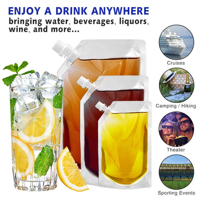 Cruise Liquor Flask Kit for Travel,Concealable and Reusable Rum Runner Alcohol Juice Travel Plastic Flasks Liquor Bags for Sneak Drink-4 x 32 oz + 3 x 16 oz + 3 x 8 oz +1 funnel