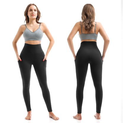 SINOPHANT High Waisted Leggings with Pockets Women, Full Length Capri Buttery Soft Stretchy Yoga Pants(Full Black,L-XL)