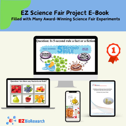 EZ BioResearch Bacteria Science Kit (IV) (Gift Pack): Prepoured LB-Agar Plates and Cotton Swabs. Exclusive Free Science Fair Project E-Book Packed with Award Winning Experiments. (IV Gift Pack)
