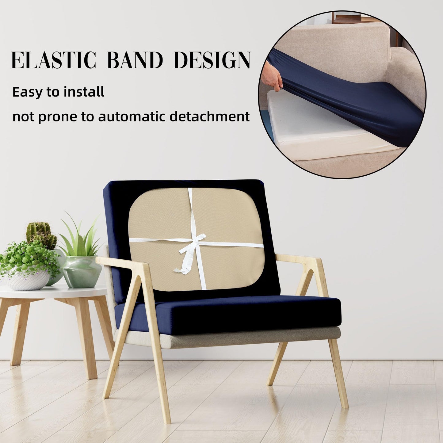 SUKAIKEQA 14Pcs Patio Cushion Covers Waterproof, Cushion Covers, Stretch Couch Covers, Patio Couch Slipcovers, Patio Cushion Covers Replacement, Outdoor Chair Cushion Covers (Navy Blue)