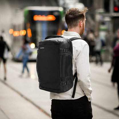 tomtoc Travel Backpack 40L, TSA Friendly Flight Approved Carry-on Luggage Hand Water-resistant Lightweight Business Rucksack, Durable Large Weekender Bag Daypack Fits 17.3 Inch Laptop, PFAS Free