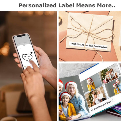 SUPVAN E10 Bluetooth Label Maker Machine with 3 Tapes, Continuous Waterproof Label, Versatile App with 35 Fonts and 1k+ Icons, Inkless Labeler for Home, Kitchen, School, Office Organization, Black