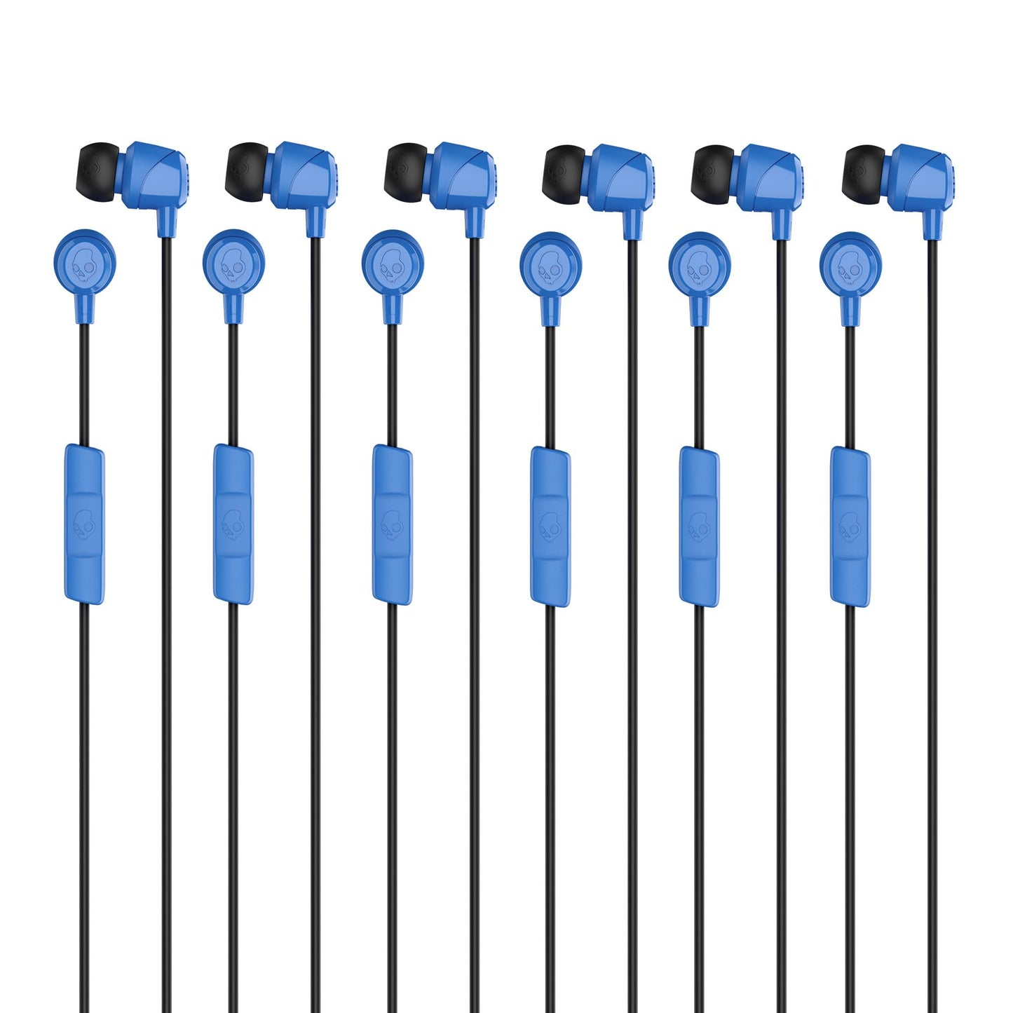 Skullcandy Jib Wired Earbuds with 3.5mm Plug, Noise Isolating Fit, Built-in Microphone Call and Track Control, Convenient for Travel (6 Pack) - Cobalt Blue