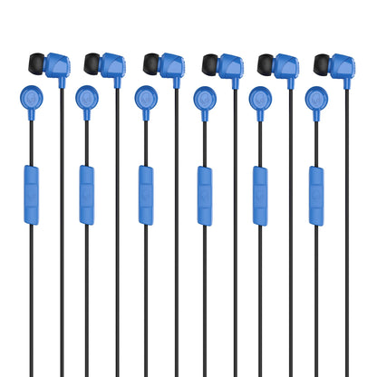 Skullcandy Jib Wired Earbuds with 3.5mm Plug, Noise Isolating Fit, Built-in Microphone Call and Track Control, Convenient for Travel (6 Pack) - Cobalt Blue