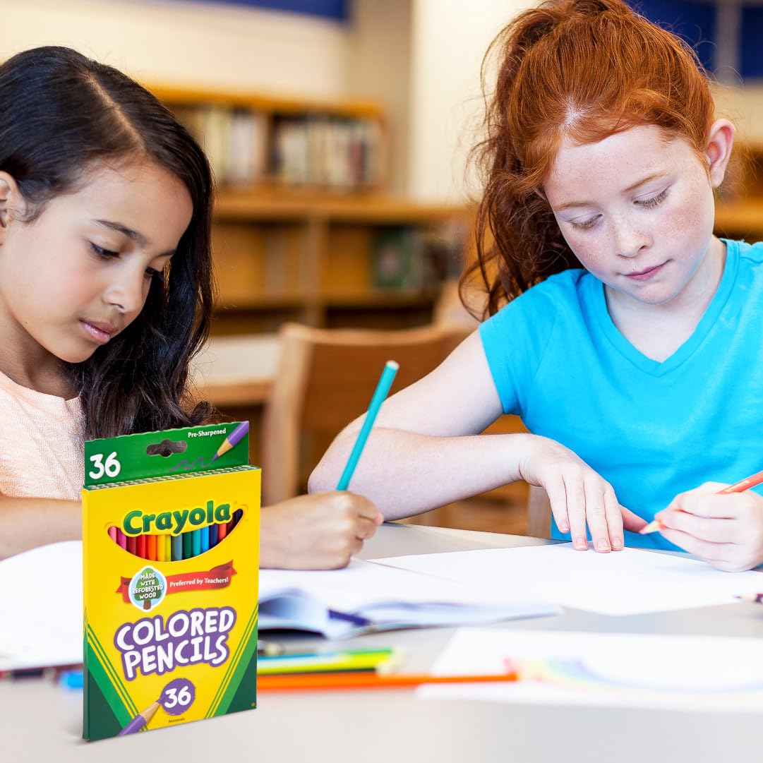 Crayola Colored Pencils (36ct), Kids Pencil Set, Back to School Essentials, Must Have Classroom Supplies for Kids, Pre-Sharpened Coloring Book Pencils, 3+