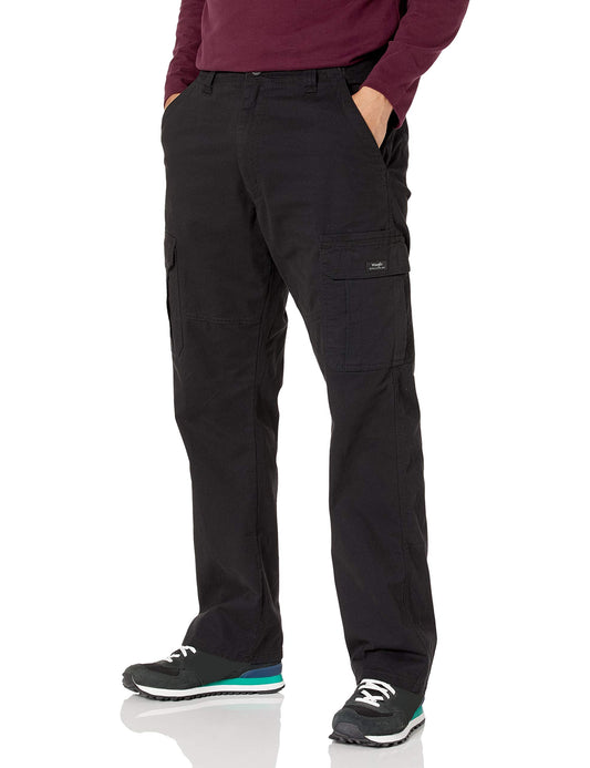 Wrangler Authentics Relaxed Fit Stretch Cargo Pant, Black, 36W x 32L