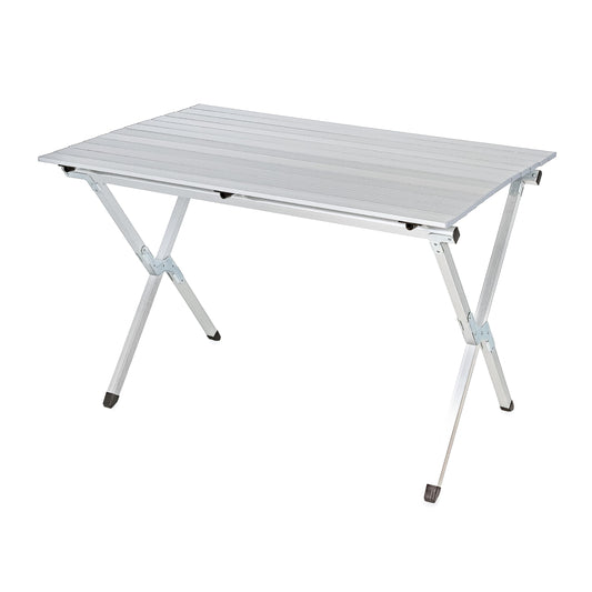 Camco Aluminum Roll-Up Table with Carrying Bag | Lightweight & Easy-to-Carry | Comfortably Sits 4-6 People | Ideal for Tailgating, Camping, The Beach, Parties & More (51892)