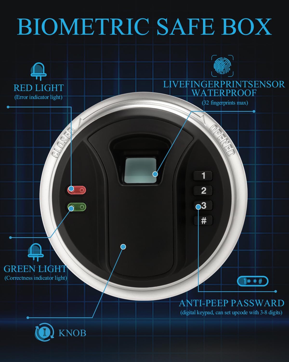 TIGERKING Security Fingerprint Biometric Safe Digital Safe for Home, Office- Black