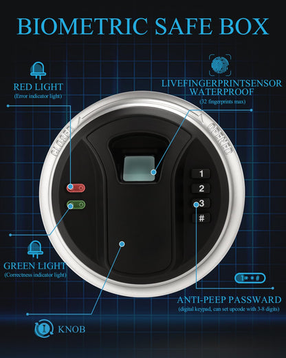 TIGERKING Security Fingerprint Biometric Safe Digital Safe for Home, Office- Black