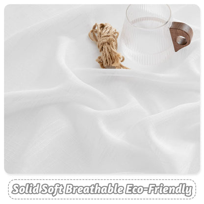 RYB HOME Short Kitchen Valances and Curtain Set, Privacy White Linen Swag Curtains, Semi Sheer Bathroom Tiers for Small Windows, 36 x 36 inch, 1 Pair