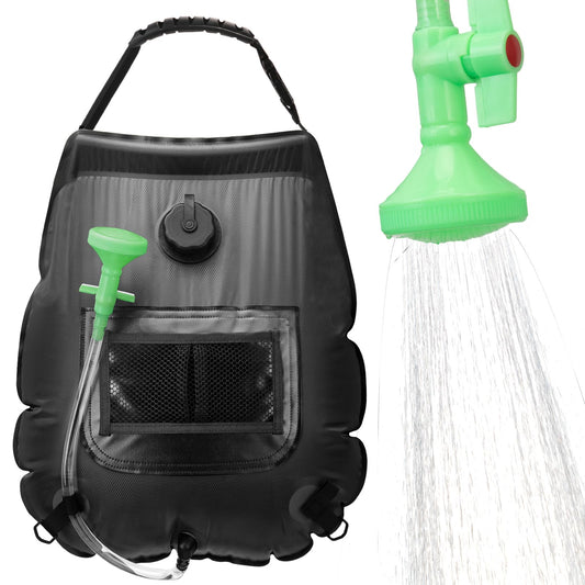 FENSAN Solar Portable Shower Bag, 5 Gal/20L Solar Heating Outdoor Camping Shower Bag with On-Off Switchable Shower Head&Removable Hose Suitable for Camping, Hiking, Travel, Beach Swimming