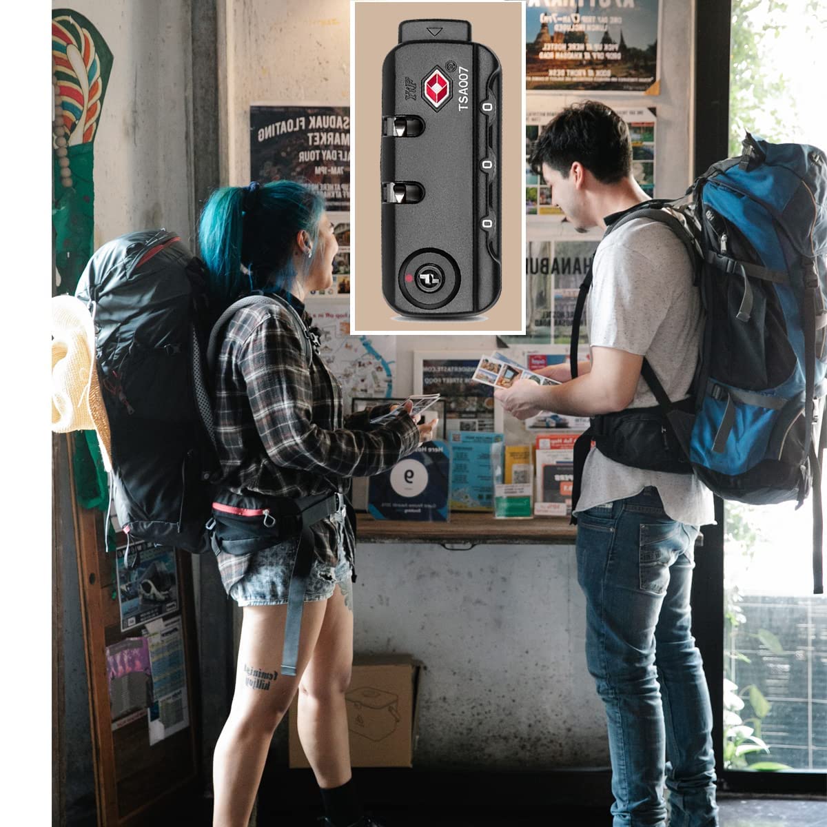 TSA007 Padlock Luggage Travel Lock and 3 Digits Self-Setting A Variety of Different Combinations Luggage Bag Travel Security Code Lock, Black, 2 Pack