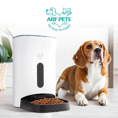 Arf Pets Automatic Pet Feeder Food Dispenser for Dogs, Cats & Small Animals – Features Distribution Alarms, Portion Control & Voice Recording – Timer Programmable Up to 4 Meals a Day