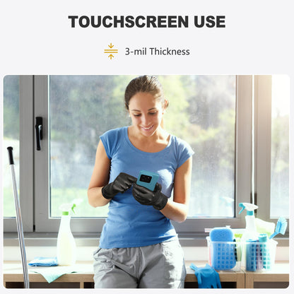 SWIFTLITE Black Vinyl Gloves, Food Grade Gloves Disposable Latex Free & Powder Free, Guantes for Cleaning Cooking Food Prep (100, Large)