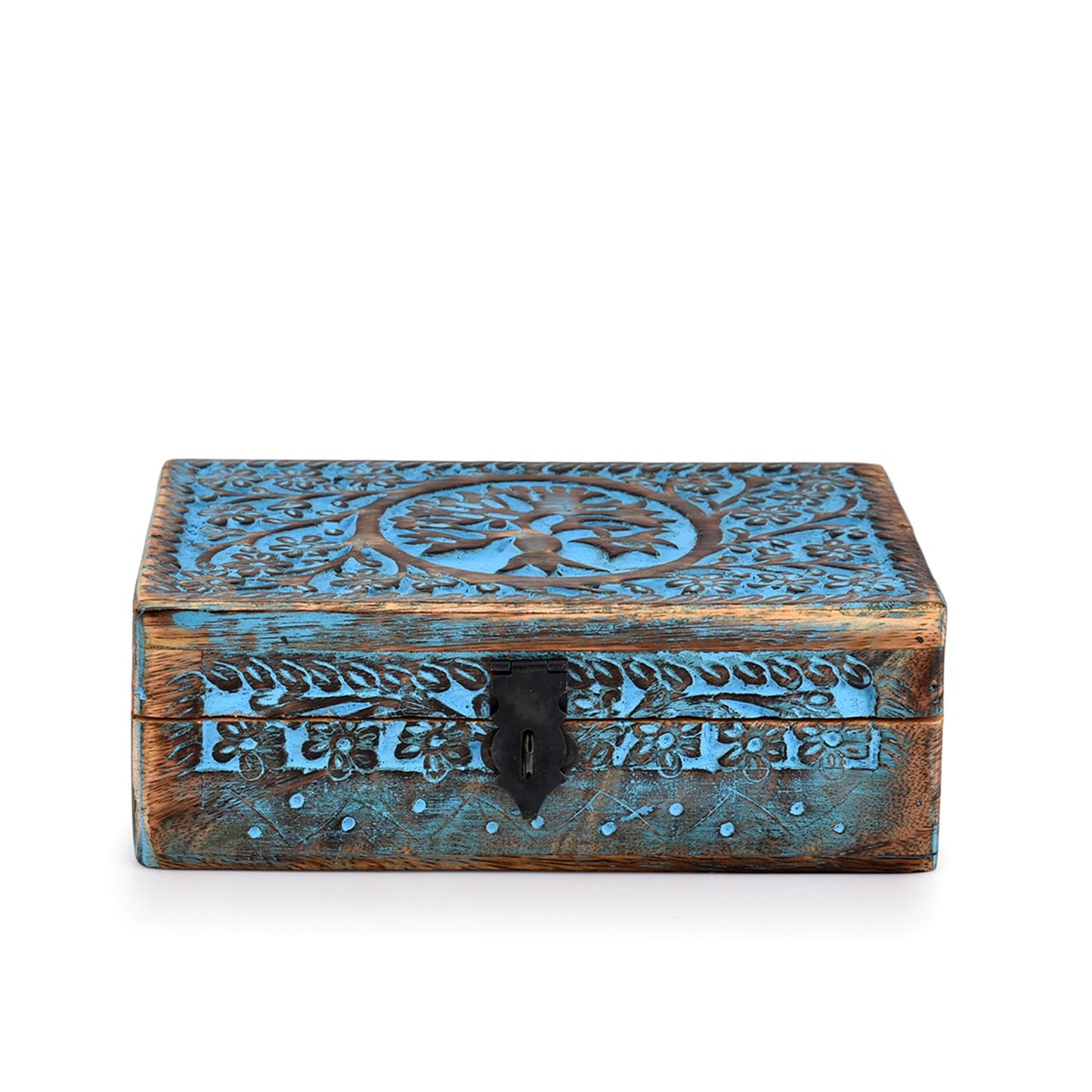 BHAVATU |Wooden Jewelry Box, Tarot Box, Celestial Home Decor, Witch Box, Tree of Life, Trinket Box |Size- 8" x 5" x 2.5",| Decorative Storage Bin
