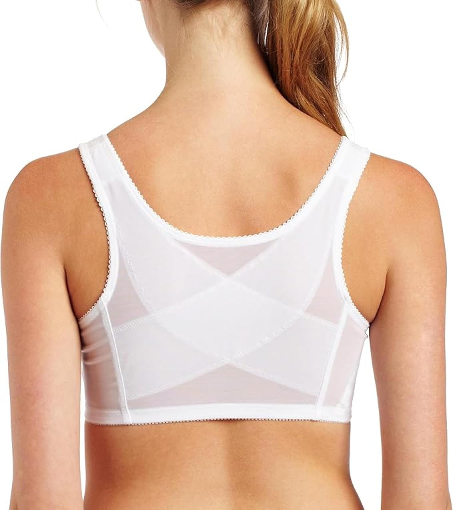 Exquisite Form womens FULLY Lace Wireless Back Posture Support Front Closure Bra, White, 34B