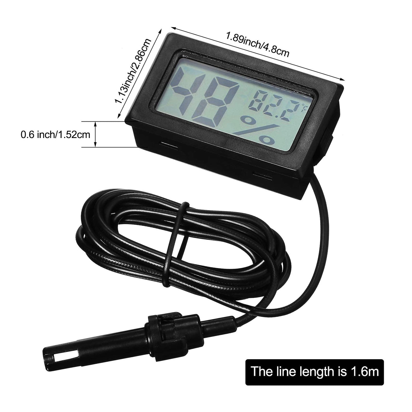 Weewooday Mini Digital Temperature Humidity Meters Gauge with Probe Gauge LCD Fahrenheit Display Thermometer Hygrometer for Incubator Reptile Plant Greenhouse Chicken Coop Garden(Black, 12 Pieces)