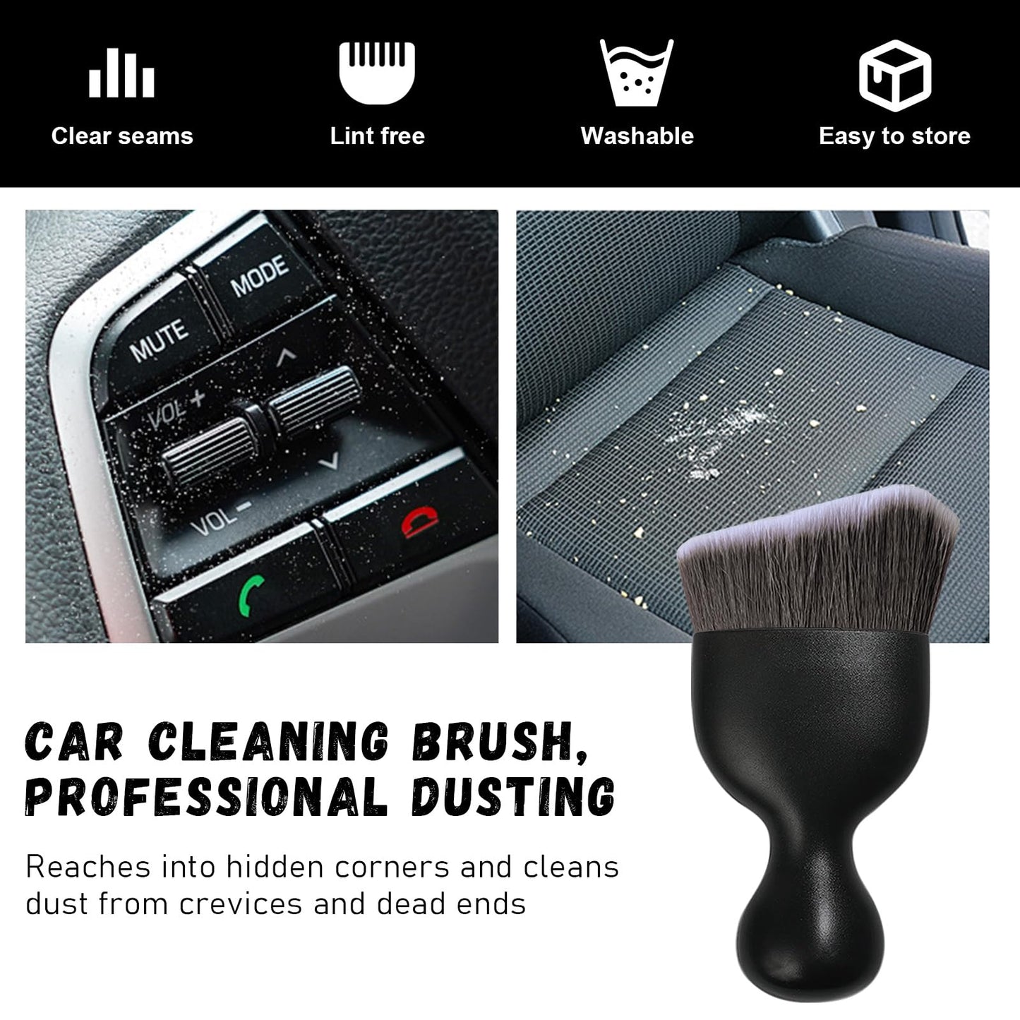 Ziciner Car Detailing Brush, Curved Soft Bristles Auto Removal Dust Collectors, Universal Vehicle Dashboard, Air Conditioner Vents etc Interior Cleaning Tool Accessories (Brown/White)