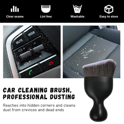 Ziciner Car Detailing Brush, Curved Soft Bristles Auto Removal Dust Collectors, Universal Vehicle Dashboard, Air Conditioner Vents etc Interior Cleaning Tool Accessories (Brown/White)