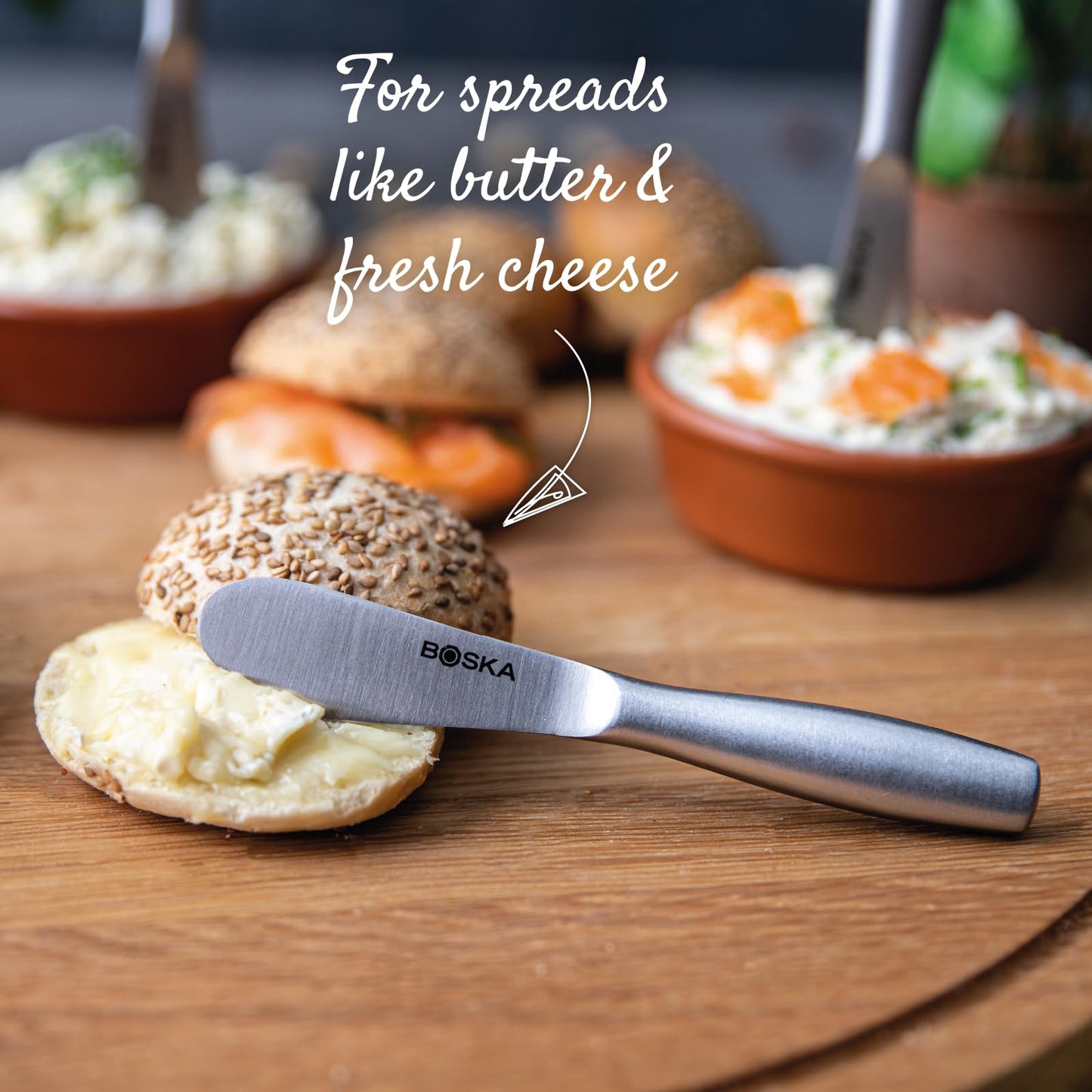 Boska Mini Spreading Knife Set - Butter knife Copenhagen Stainless Steel Multi-purpose Spreading Knives - Used for Cheese, Butter, Jam, Pastry, and Other Kitchen Daily Spreader Knife - 3 Pieces