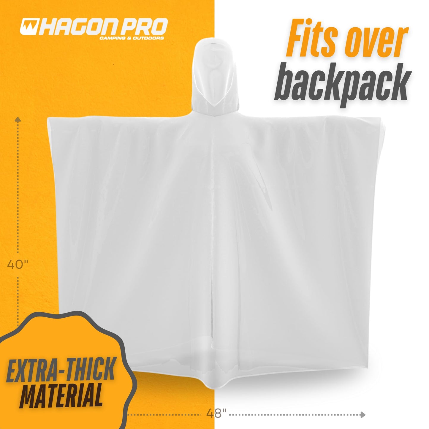 Hagon PRO Disposable Rain Ponchos for Adults (5 Pack)