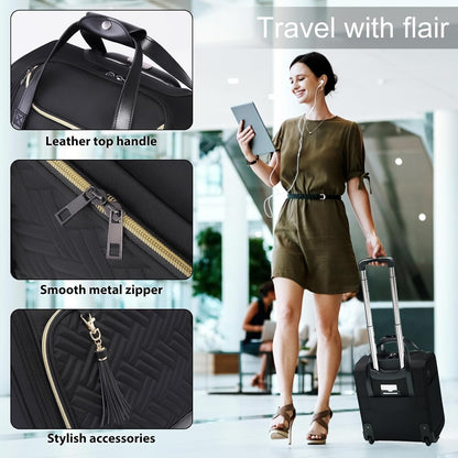 Coolife Luggage Carry On Luggage Underseat Luggage Suitcase Softside Wheeled Luggage Lightweight Rolling Travel Bag Underseater (Champagne Gray, Carry-On 16-Inch)