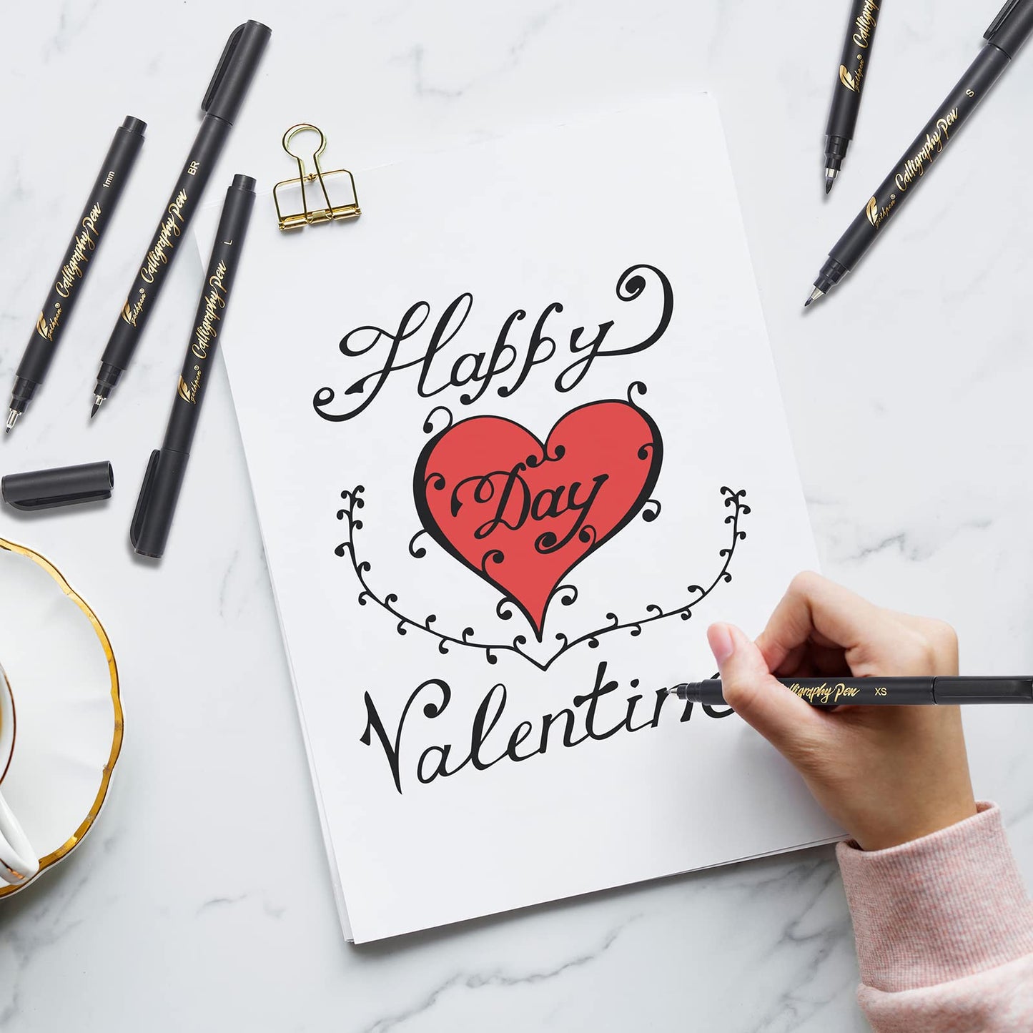 GETHPEN 8-Size Calligraphy Set – Calligraphy markers Black Archival Ink Pens for Hand Lettering, Art Drawing & Scrapbooking