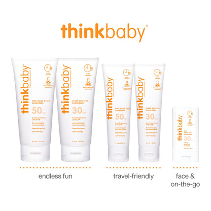 Thinkbaby SPF 30 Sunscreen Stick – Safe, Natural, Water Resistant Sun Cream for Babies, Kids & Adults – Mineral UVA/UVB Sun Protection – Reef Friendly Travel Stick, 0.64 oz