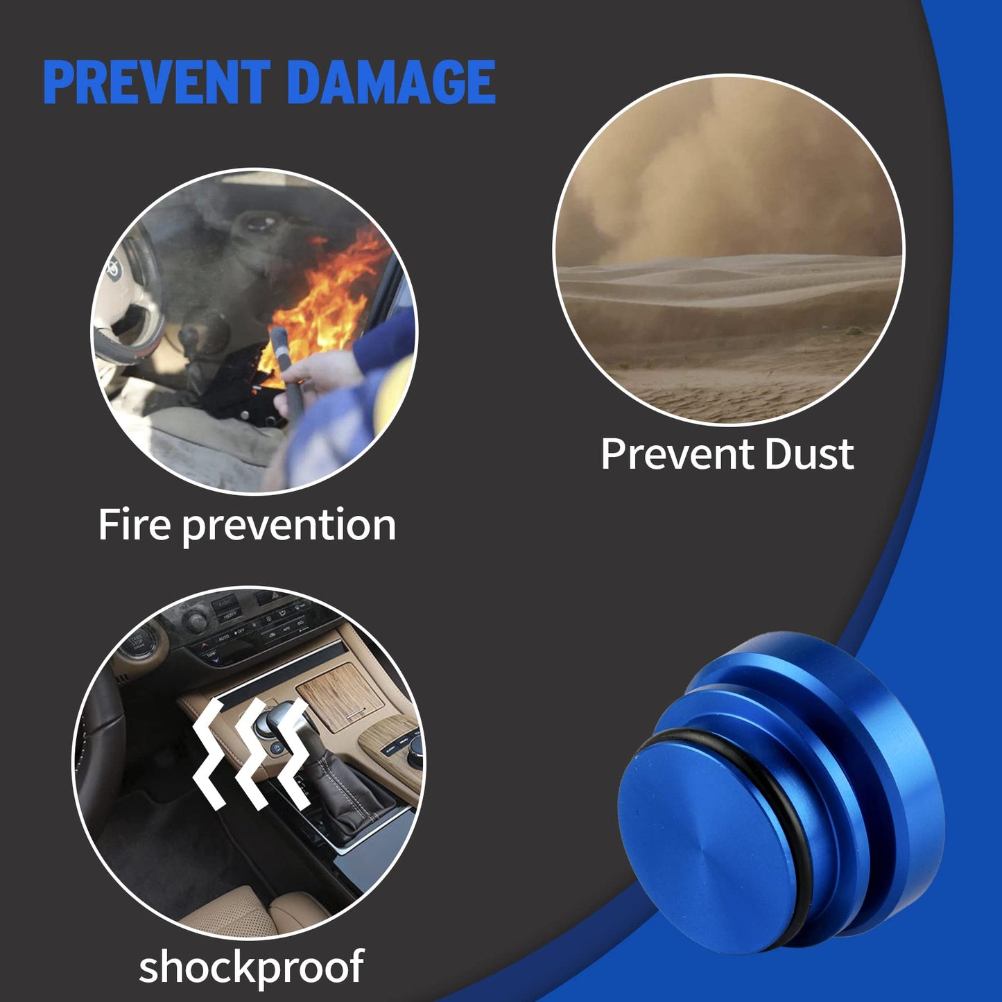 UYYE Cigarette Lighter Plug Billet Aluminum Dustproof Plug, Nitrous Button, Car Interior Accessories Fits Most Automotive Vehicles and Boats with Standard 12 Volt Power Source,Blue