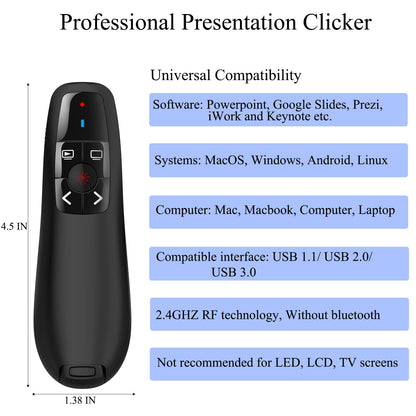Zoxkoy Wireless PowerPoint Remote Presentation Clicker: Presenter Pointer for Classroom Teacher - USB Slide Advancer Compatible MacBook Computer