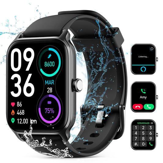 Smart Watches for Women Men, 2025 Smartwatch 1.8'' Alexa Fitness Tracker Smart Watch Compatible for Android iPhone with Bluetooth Call (Answer/Make), IP68 Waterproof Heart Rate/Sleep/SpO2 Monitor 110+