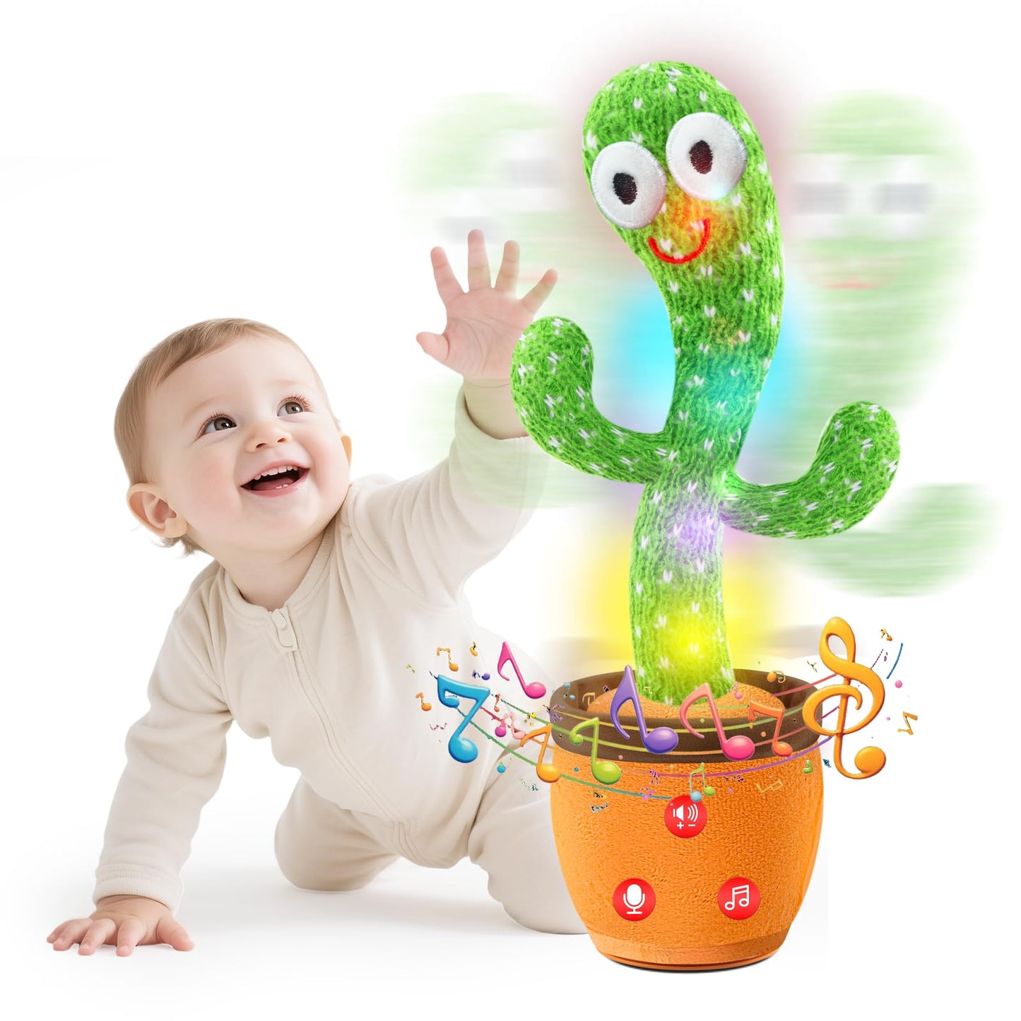 SANJOIN Dancing Talking Cactus Toy for Baby Toddler, Boys Girls Gifts Singing Mimicking Recording Repeating What You Say Baby Toys with 120 English Songs (Adjustable Volume)