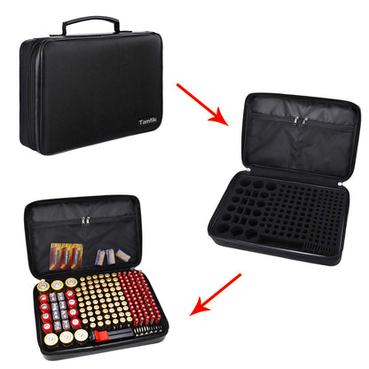 Fireproof Battery Organizer Storage Case Waterproof & Explosionproof, Safe Bag Fits 210+ Batteries Case - with Tester BT-168, Carrying Container Bag Energy Batteries AA AAA C D 9V Lithium 3V Holder