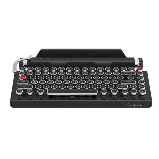 QWERKYTOYS Qwerkywriter Typewriter Inspired Retro Mechanical Wired & Wireless Keyboard with Tablet Stand
