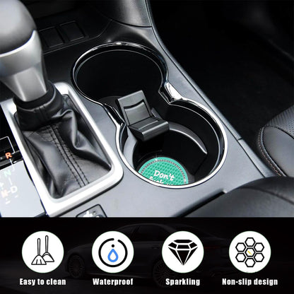 Ziciner 4 Pack Bling Car Cup Holder Coaster, 2.75 Inch Anti-Slip Auto Insert Cup Coaster, Crystal Car Drink Cup Mat Perfect for Women Girls, Universal Interior Decor Accessories (Mint Green)