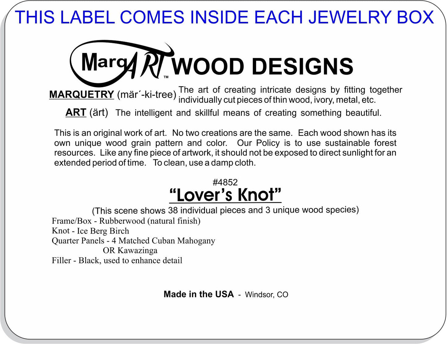 Wood Art Celtic Box - Handmade in USA - Unmatched Quality - Unique, No Two are the Same - Original Work of Wood Art. A Celtic Gift, Ring, Trinket or Wood Jewelry Box (#4852 Celtic Knot 4x5x1.5)