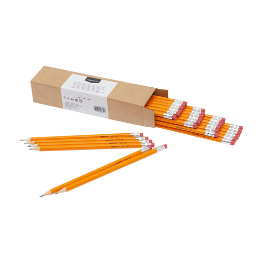 Amazon Basics Woodcased Classroom 2 Pencils with Erasers, Pre-sharpened, HB Lead, Value Pack of 30 count, Orange